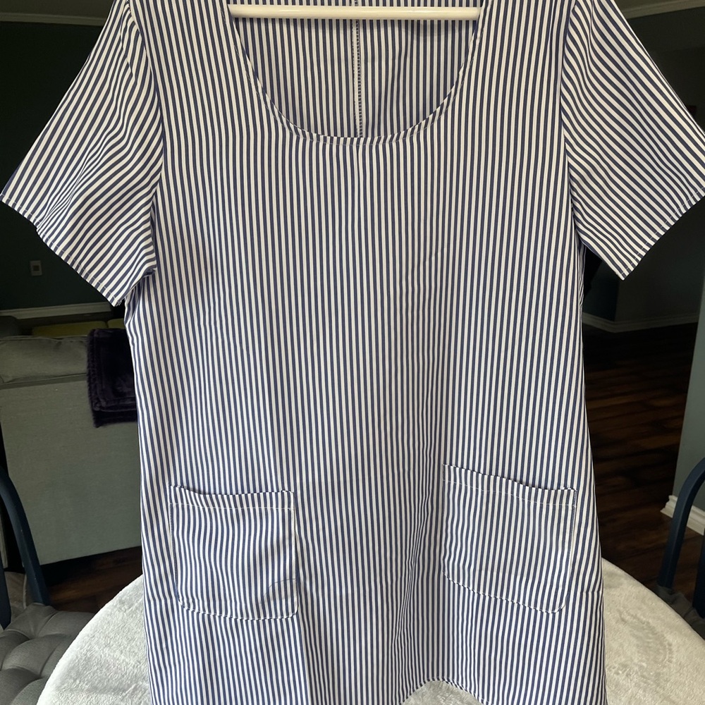Blue and White Striped women dress